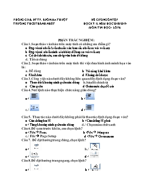 Đề cương ôn tập học kỳ II môn Tin học Lớp 6 - Năm học 2018-2019 - Trường THCS Thành Nhất